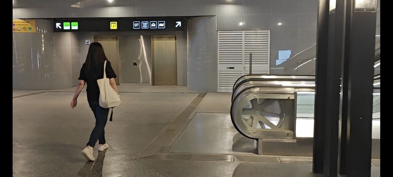 Directions from Upper Changi MRT station gates.